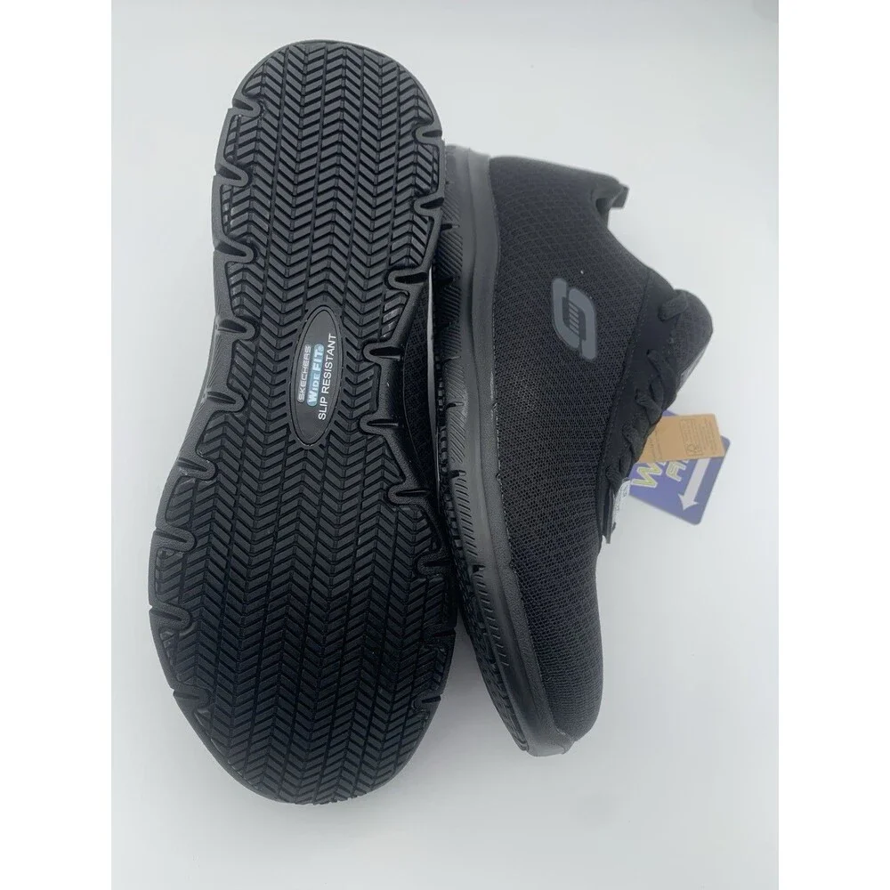 Sketchers Work Slip Resistant Shoes Wide Fit Memory Foam Black Women's Size 10